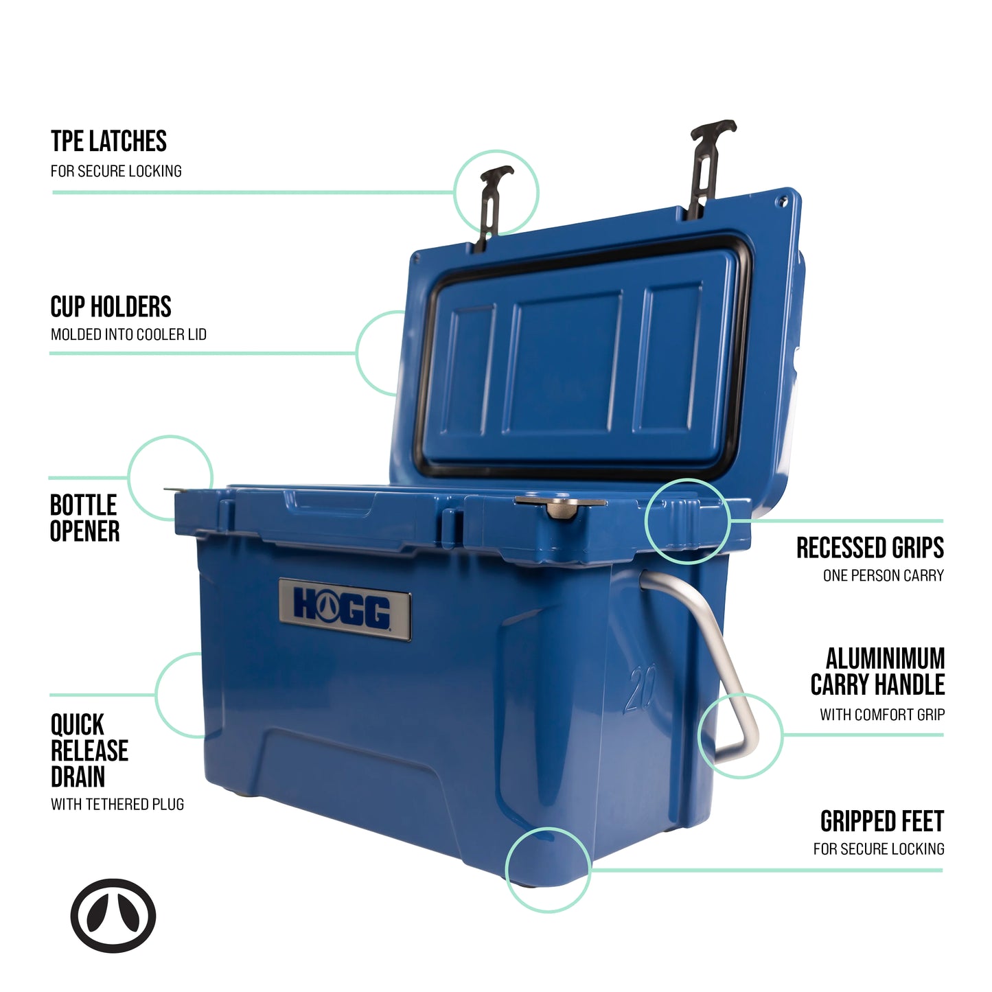 HOGG 20QT Insulated Cooler – Rugged, Leak-Proof Ice Chest for Camping, Fishing & Tailgates