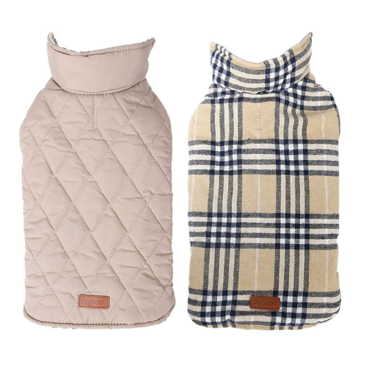 Waterproof Reversible Plaid Dog Jacket – Warm, Windproof & Stylish Outdoor Coat for Pets
