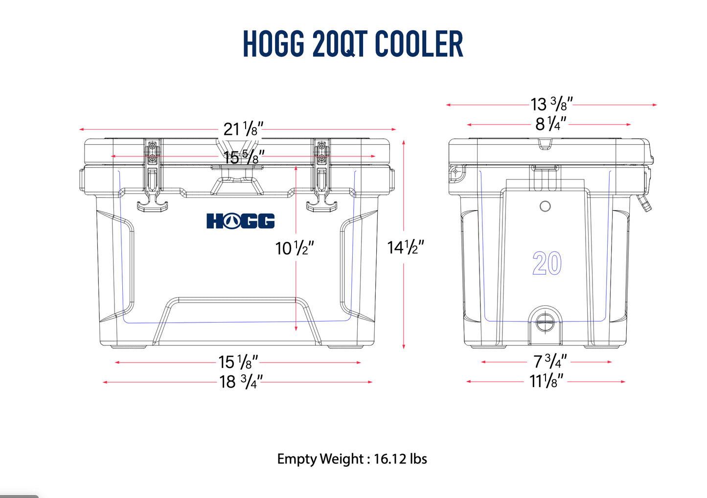 HOGG 20QT Insulated Cooler – Rugged, Leak-Proof Ice Chest for Camping, Fishing & Tailgates