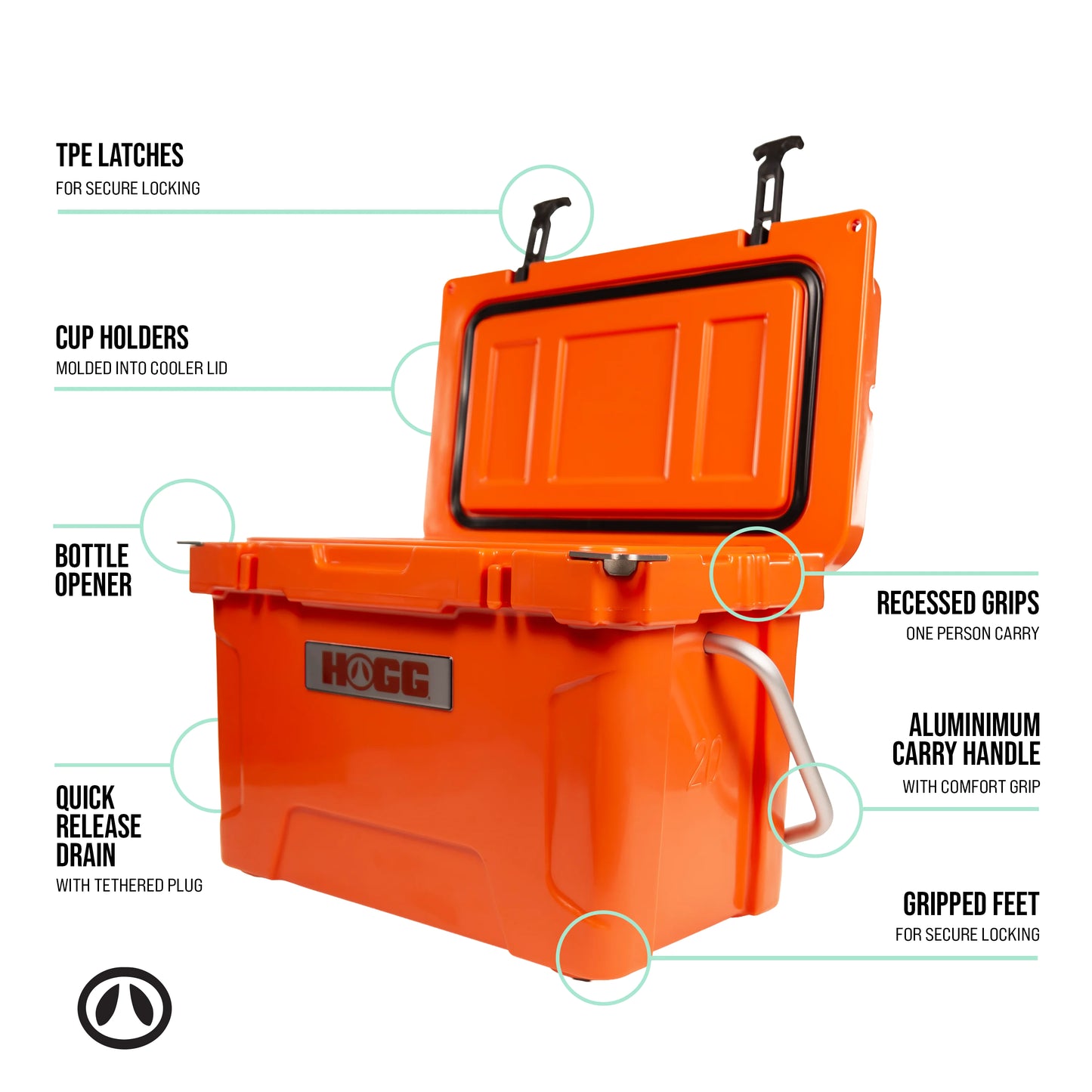 HOGG 20QT Insulated Cooler – Rugged, Leak-Proof Ice Chest for Camping, Fishing & Tailgates