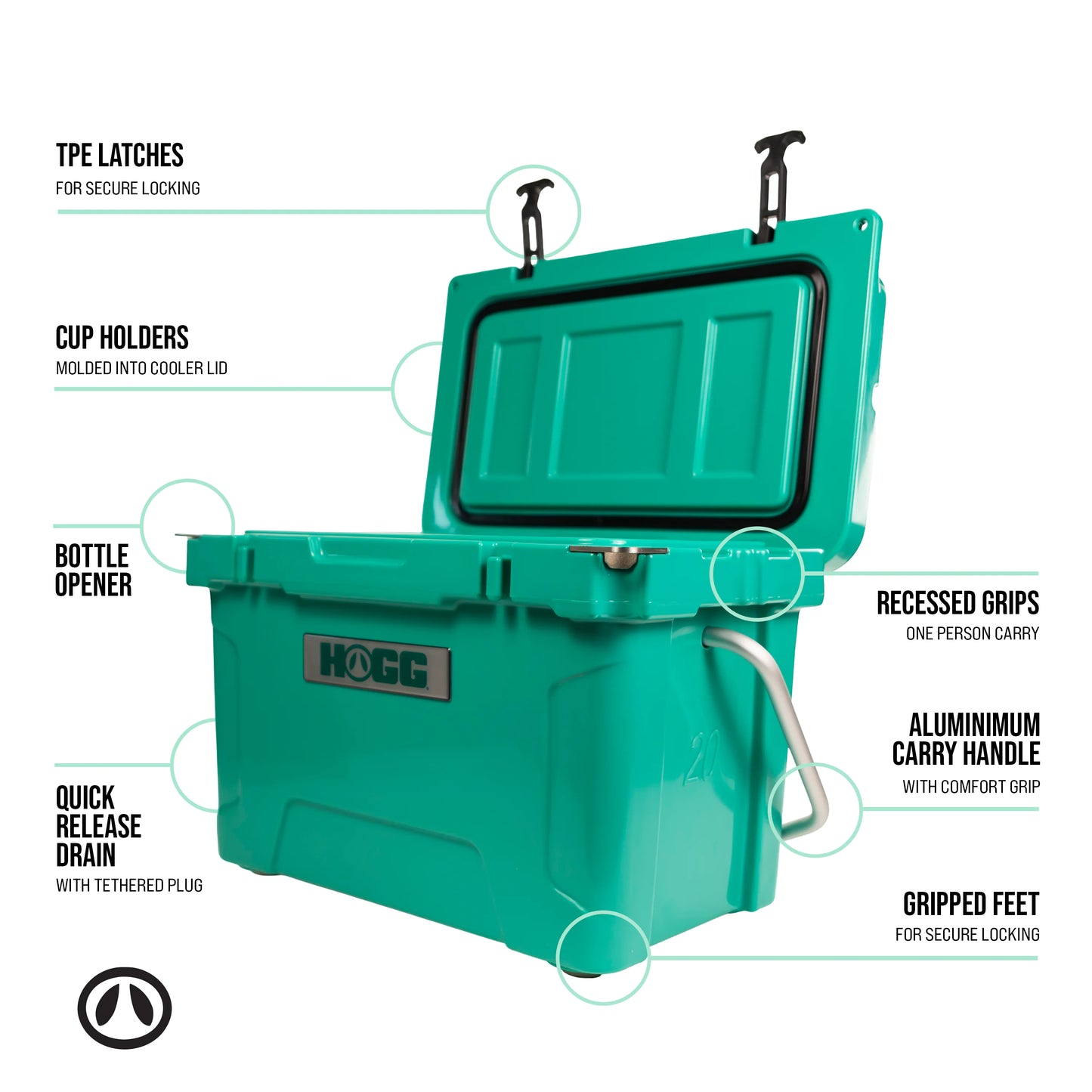 HOGG 20QT Insulated Cooler – Rugged, Leak-Proof Ice Chest for Camping, Fishing & Tailgates
