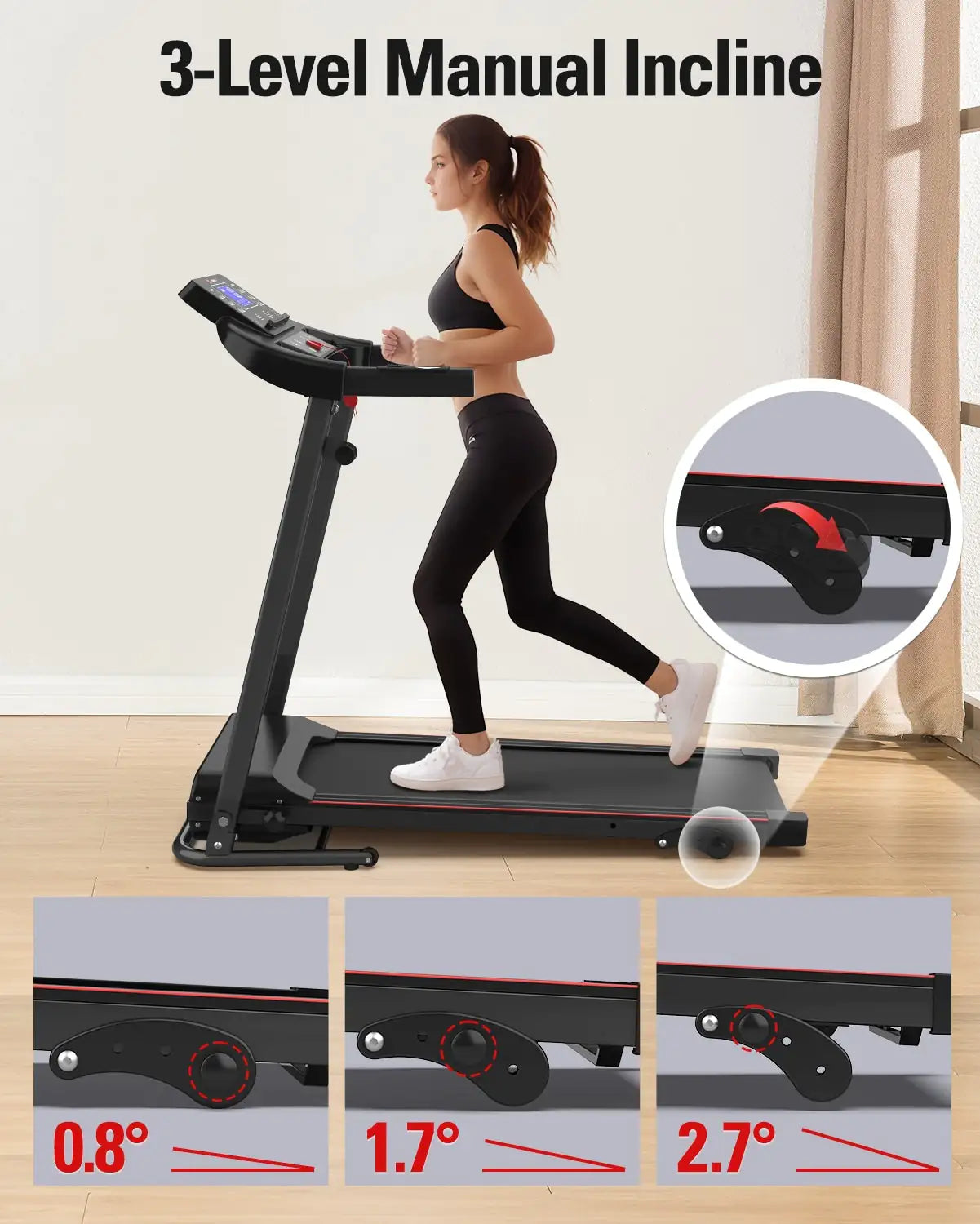 Foldable Treadmill with Incline & Smart Fitness Tracking (7.5 MPH Max)