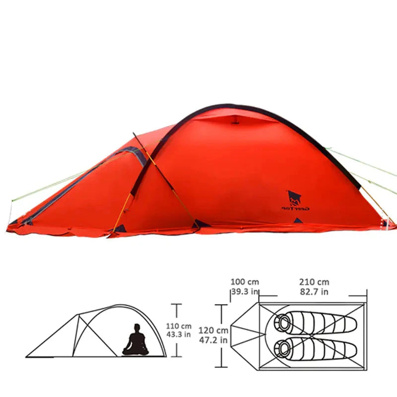Winter Double Layer Waterproof Camping Tent | 1-2 Person Multi-Season Insulated Shelter for Hiking & Camping