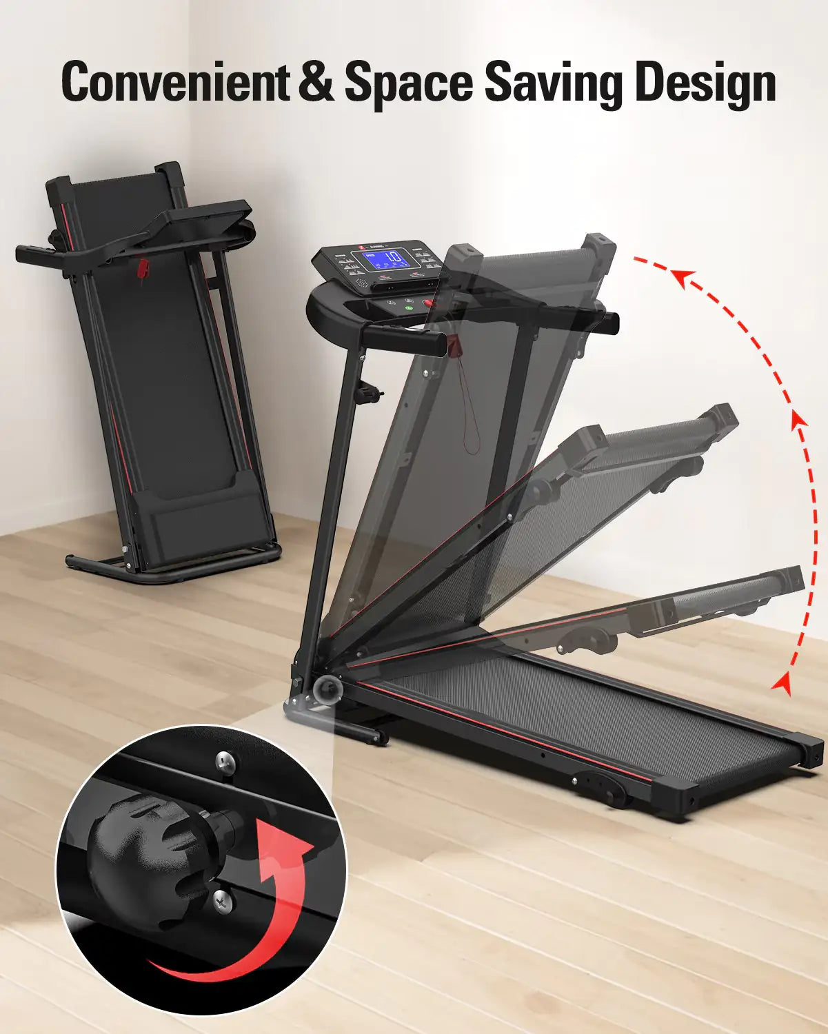 Foldable Treadmill with Incline & Smart Fitness Tracking (7.5 MPH Max)