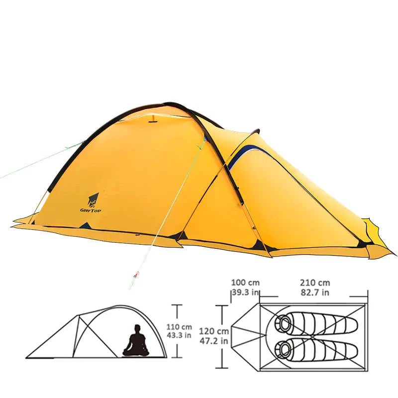 Winter Double Layer Waterproof Camping Tent | 1-2 Person Multi-Season Insulated Shelter for Hiking & Camping