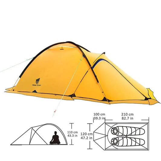 Winter Double Layer Waterproof Camping Tent | 1-2 Person Multi-Season Insulated Shelter for Hiking & Camping