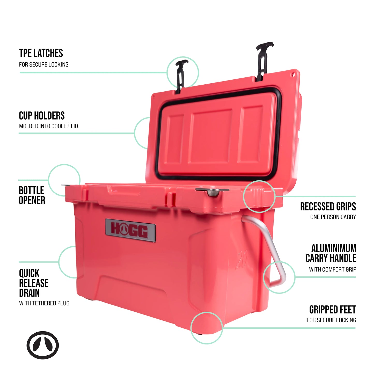 HOGG 20QT Insulated Cooler – Rugged, Leak-Proof Ice Chest for Camping, Fishing & Tailgates