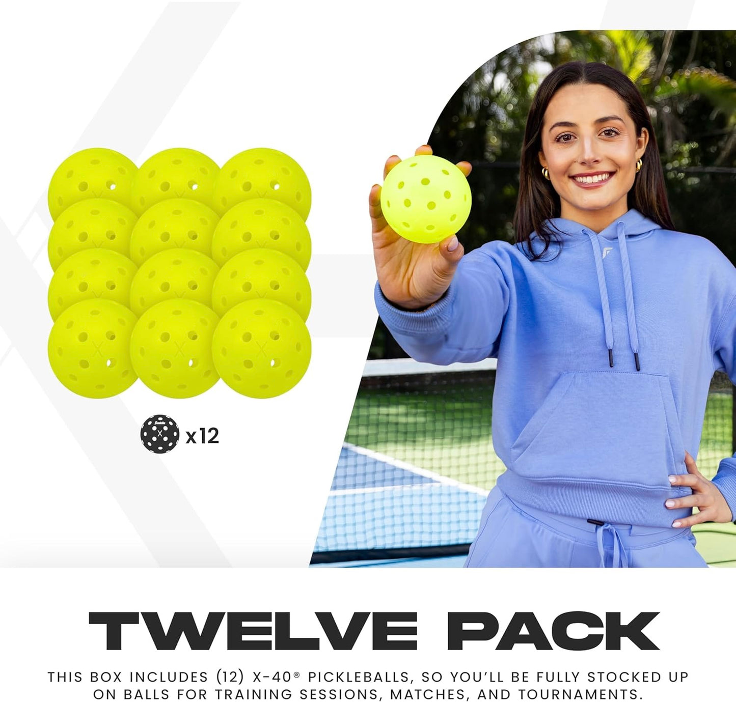 Premium Pickleballs – 12 Pack USAPA Approved Outdoor & Indoor Balls for All Skill Levels