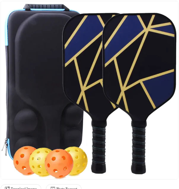 Premium Pickleball Paddle Set – 2 Carbon Fiber Paddles, 4 Balls & Carrying Case | Lightweight & Durable