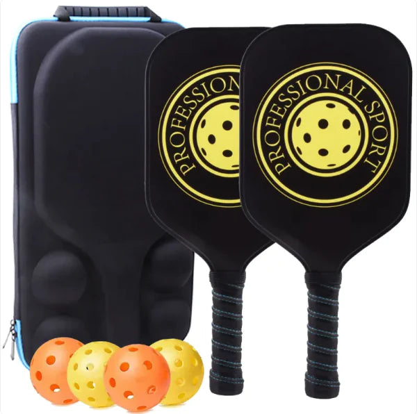 Premium Pickleball Paddle Set – 2 Carbon Fiber Paddles, 4 Balls & Carrying Case | Lightweight & Durable