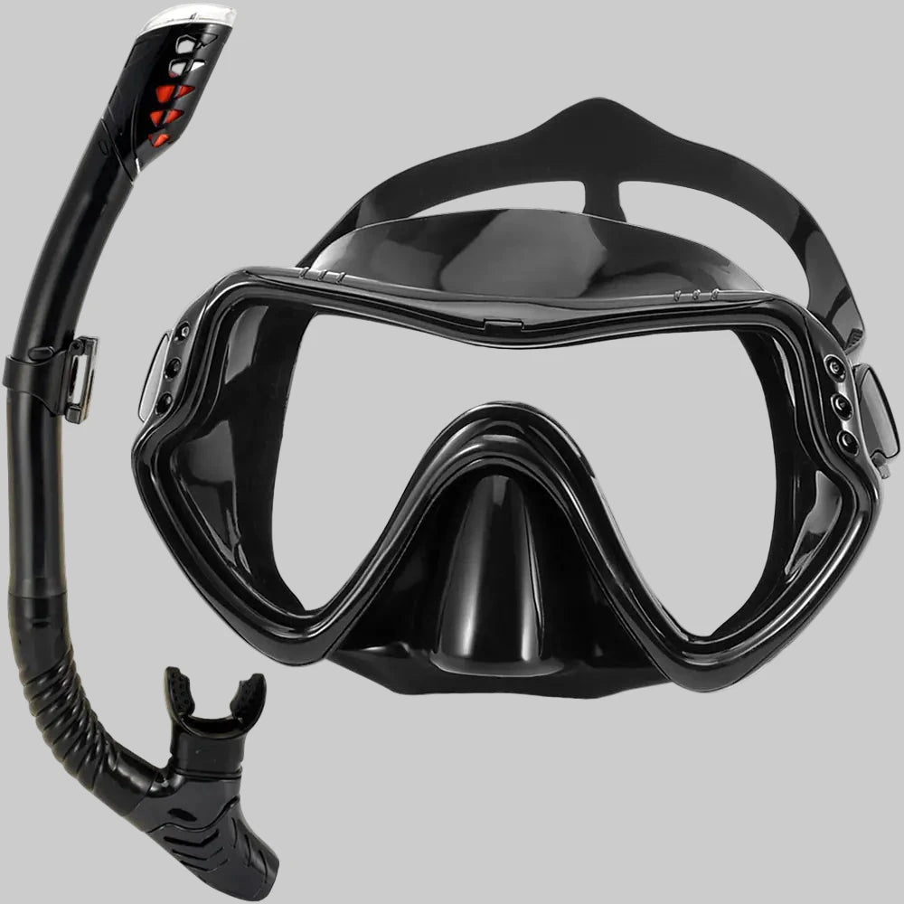 Tempered Glass Dive Mask & Dry Snorkel Set – Anti-Fog, Wide View, Leak-Proof Seal