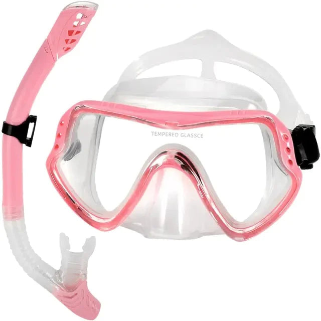 Tempered Glass Dive Mask & Dry Snorkel Set – Anti-Fog, Wide View, Leak-Proof Seal