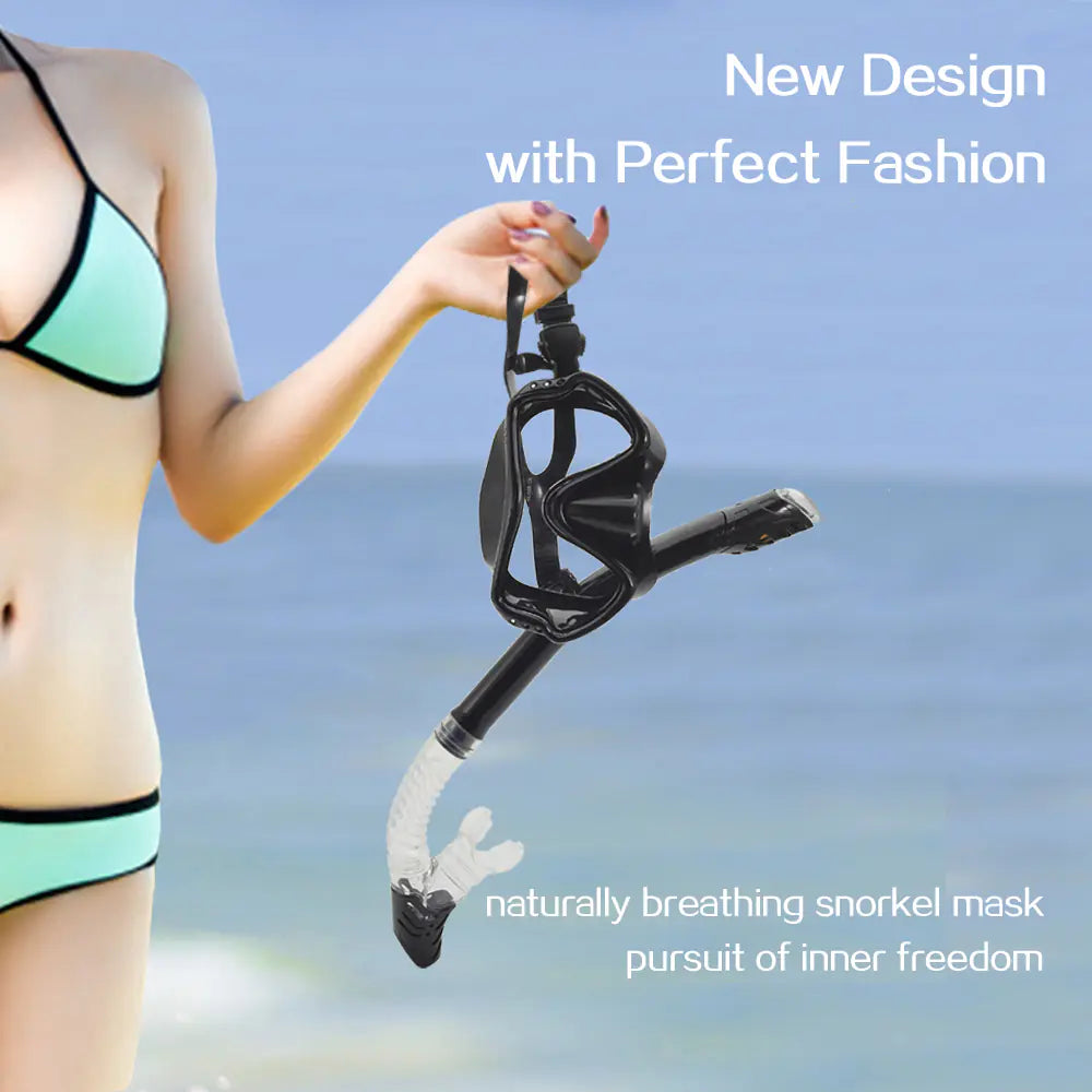 Tempered Glass Dive Mask & Dry Snorkel Set – Anti-Fog, Wide View, Leak-Proof Seal